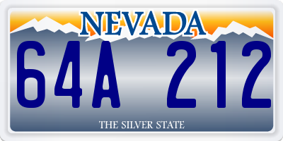 NV license plate 64A212