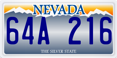 NV license plate 64A216