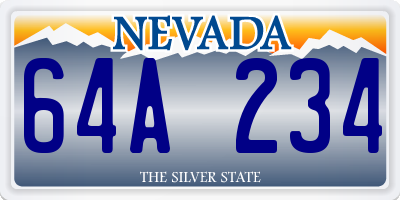 NV license plate 64A234