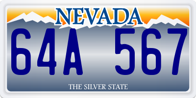 NV license plate 64A567