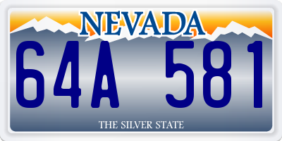 NV license plate 64A581