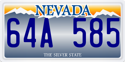 NV license plate 64A585