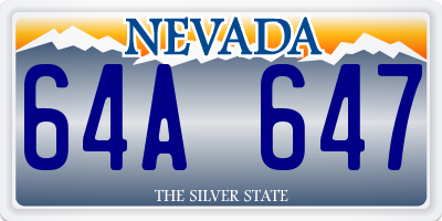 NV license plate 64A647