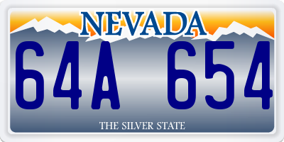 NV license plate 64A654