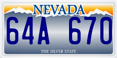 NV license plate 64A670