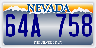 NV license plate 64A758