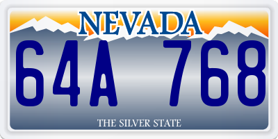 NV license plate 64A768