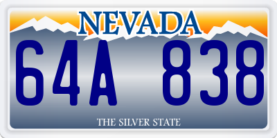 NV license plate 64A838