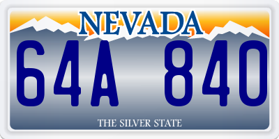 NV license plate 64A840