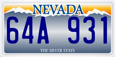 NV license plate 64A931