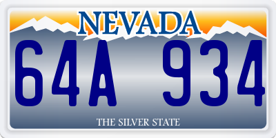 NV license plate 64A934