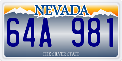 NV license plate 64A981