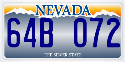 NV license plate 64B072