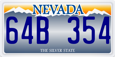NV license plate 64B354