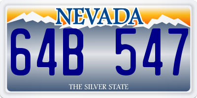 NV license plate 64B547