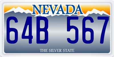 NV license plate 64B567