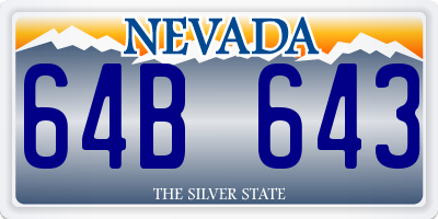 NV license plate 64B643