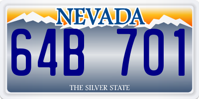 NV license plate 64B701