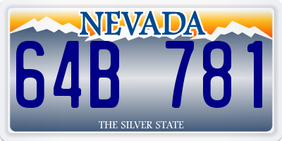 NV license plate 64B781