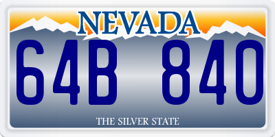 NV license plate 64B840