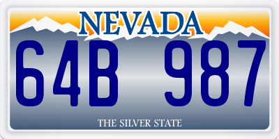 NV license plate 64B987