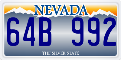 NV license plate 64B992
