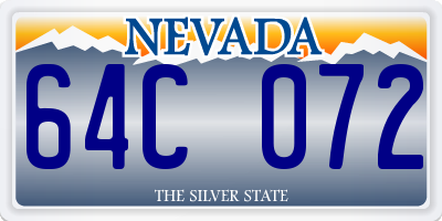 NV license plate 64C072