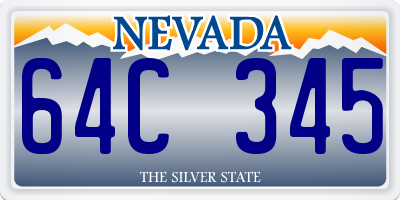 NV license plate 64C345