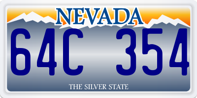NV license plate 64C354
