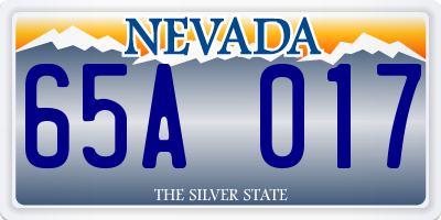 NV license plate 65A017
