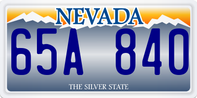NV license plate 65A840