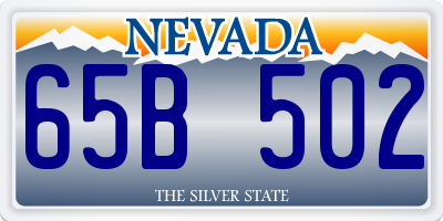 NV license plate 65B502