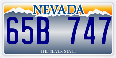 NV license plate 65B747