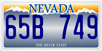 NV license plate 65B749