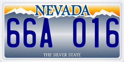 NV license plate 66A016