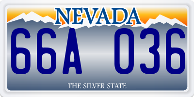 NV license plate 66A036