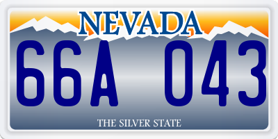 NV license plate 66A043