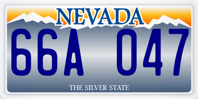 NV license plate 66A047