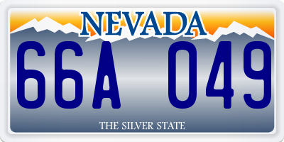 NV license plate 66A049