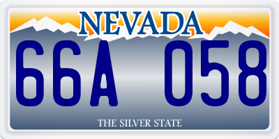 NV license plate 66A058