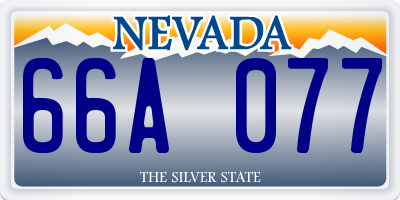 NV license plate 66A077