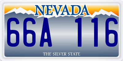 NV license plate 66A116