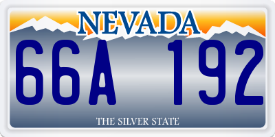 NV license plate 66A192