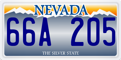 NV license plate 66A205