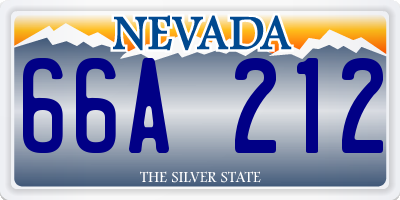 NV license plate 66A212
