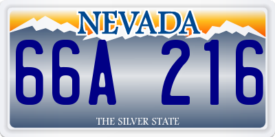 NV license plate 66A216