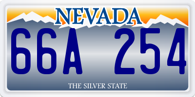 NV license plate 66A254