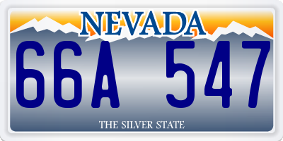 NV license plate 66A547
