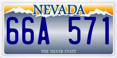 NV license plate 66A571