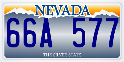 NV license plate 66A577